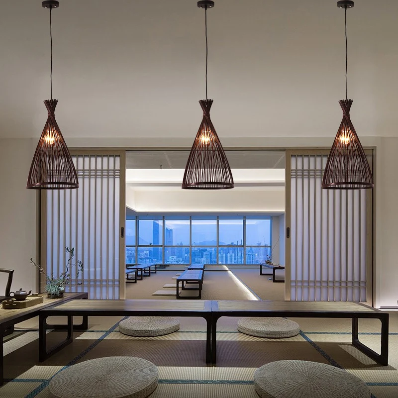 Bamboe conische hanglamp Japanse stijl 1 kops plafondhanglamp voor theesalon Clearhalo