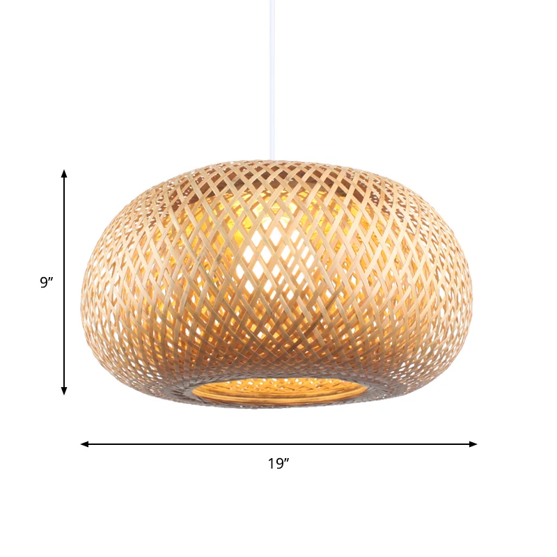 Bamboe Donut Suspension Hanglamp Eigentijds 1 Kops Houten Hangende Plafondlamp Clearhalo