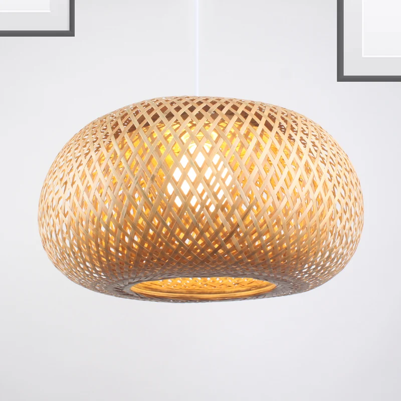 Bamboe Donut Suspension Hanglamp Eigentijds 1 Kops Houten Hangende Plafondlamp Clearhalo