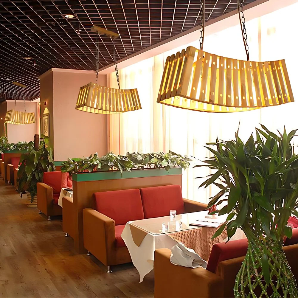 Bamboe lineaire eilandverlichting Aziatische stijl Multi licht Beige eiland kroonluchter licht voor eettafel Clearhalo