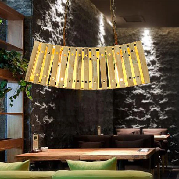 Bamboe lineaire eilandverlichting Aziatische stijl Multi licht Beige eiland kroonluchter licht voor eettafel Clearhalo