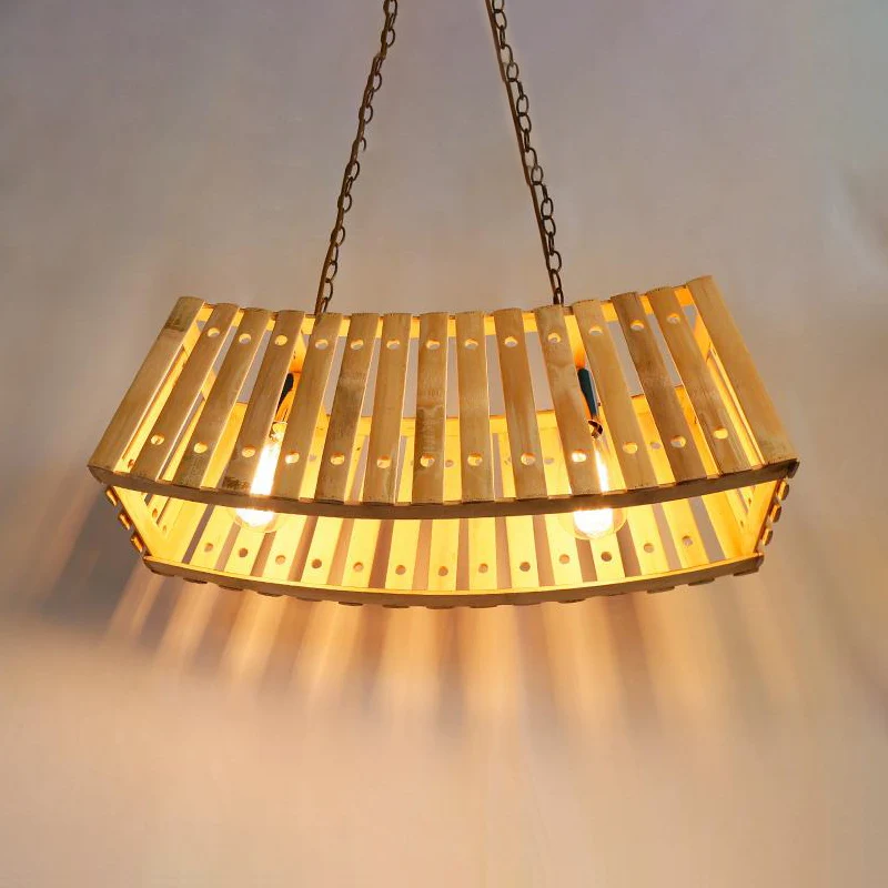 Bamboe lineaire eilandverlichting Aziatische stijl Multi licht Beige eiland kroonluchter licht voor eettafel Clearhalo
