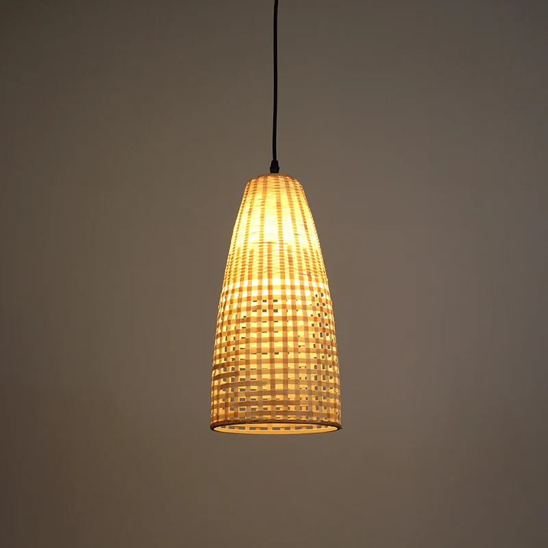 Bamboe uitlopende hanglamp Chinees 1 lamp houten hanglamp voor eetkamer Clearhalo