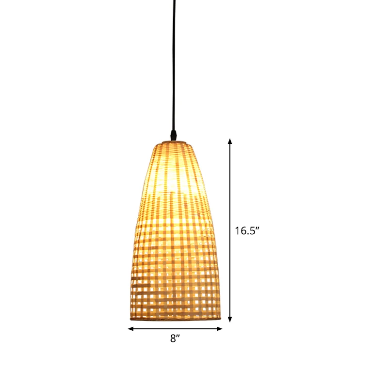 Bamboe uitlopende hanglamp Chinees 1 lamp houten hanglamp voor eetkamer Clearhalo