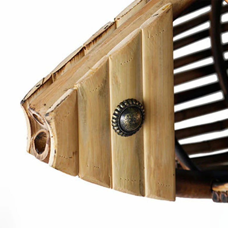 Bamboe vis hanglamp Aziatische stijl enkele kroonluchter licht hout voor restaurant Clearhalo
