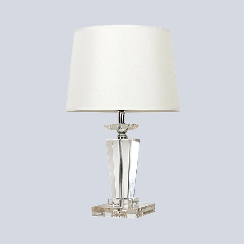 Barrel Crystal Task Light Modernistische stof 1 lamp witte nachtkastjelamp, 21"/23,5" lang Clearhalo