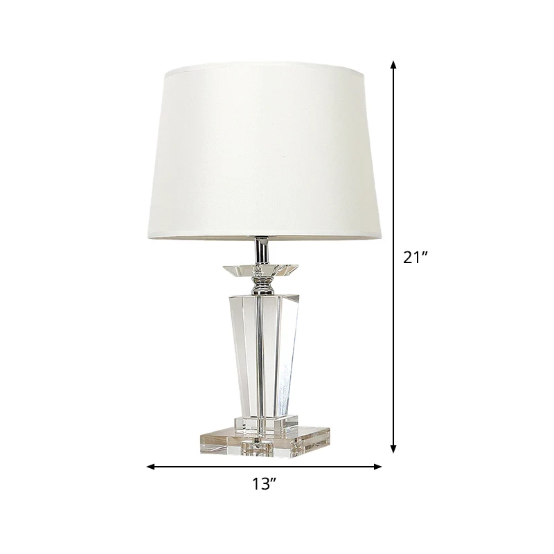 Barrel Crystal Task Light Modernistische stof 1 lamp witte nachtkastjelamp, 21"/23,5" lang Clearhalo