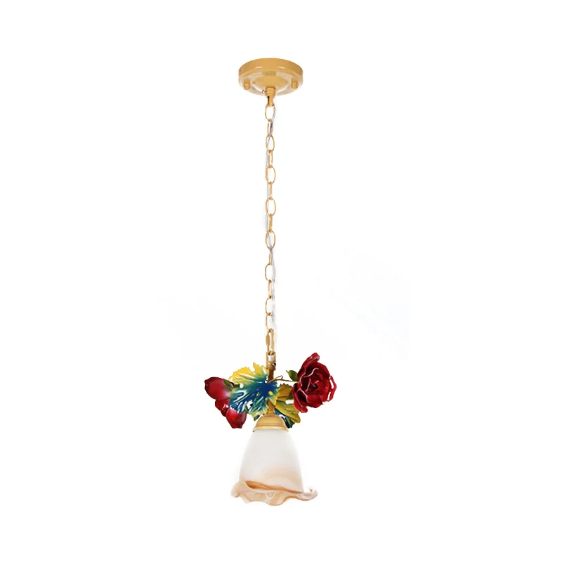 Beige bloesem hanglamp Koreaanse tuin matglas 1 kop restaurant hanglamp Clearhalo