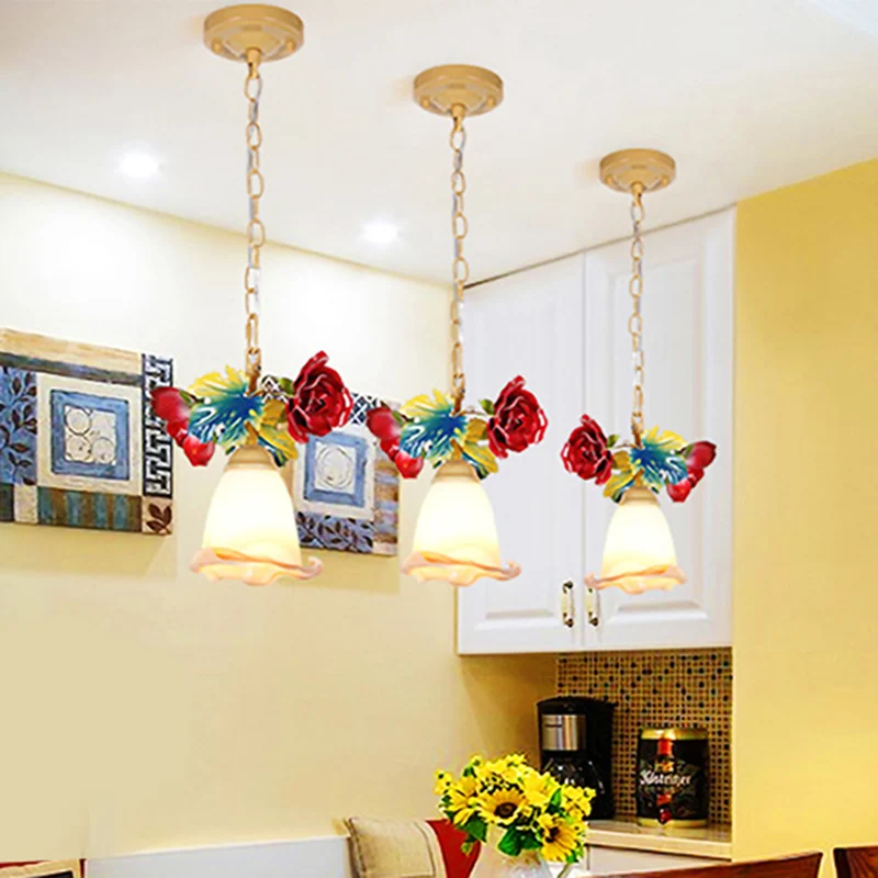 Beige bloesem hanglamp Koreaanse tuin matglas 1 kop restaurant hanglamp Clearhalo