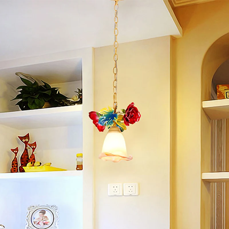 Beige bloesem hanglamp Koreaanse tuin matglas 1 kop restaurant hanglamp Clearhalo