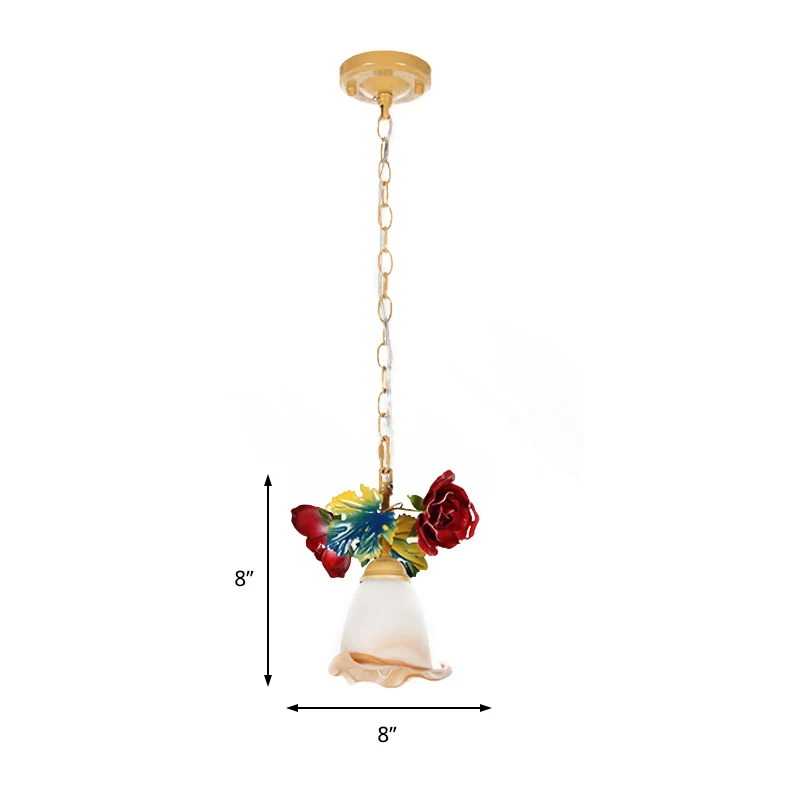 Beige bloesem hanglamp Koreaanse tuin matglas 1 kop restaurant hanglamp Clearhalo
