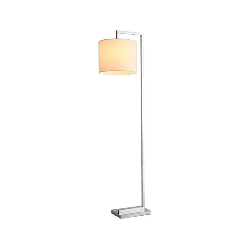 Beige cilinder leesvloerlamp modernisme stof LED staande lamp voor woonkamer Clearhalo