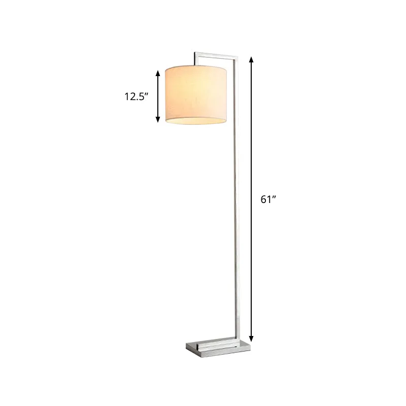 Beige cilinder leesvloerlamp modernisme stof LED staande lamp voor woonkamer Clearhalo