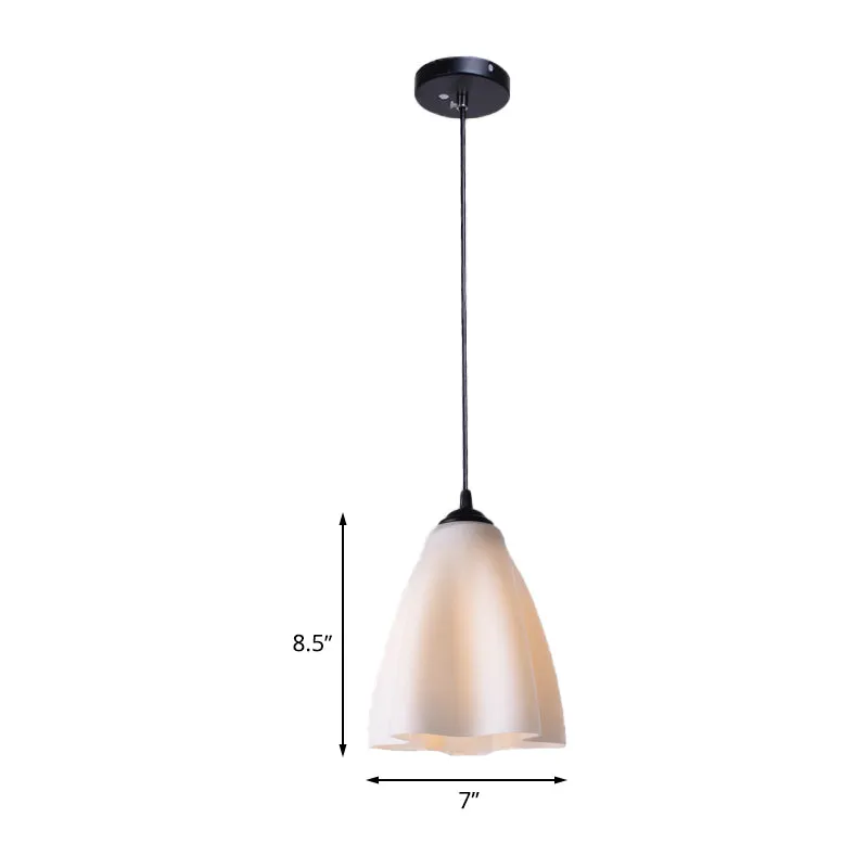 Beige glazen bloem hanglampset modernisme 1-lamps plafondlamp zwart voor eetkamer Clearhalo