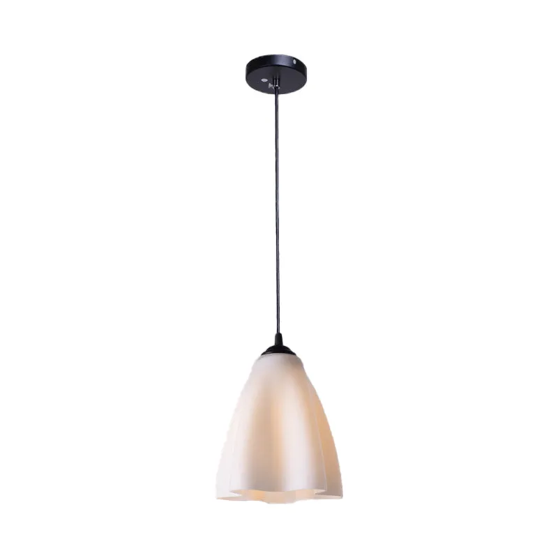 Beige glazen bloem hanglampset modernisme 1-lamps plafondlamp zwart voor eetkamer Clearhalo