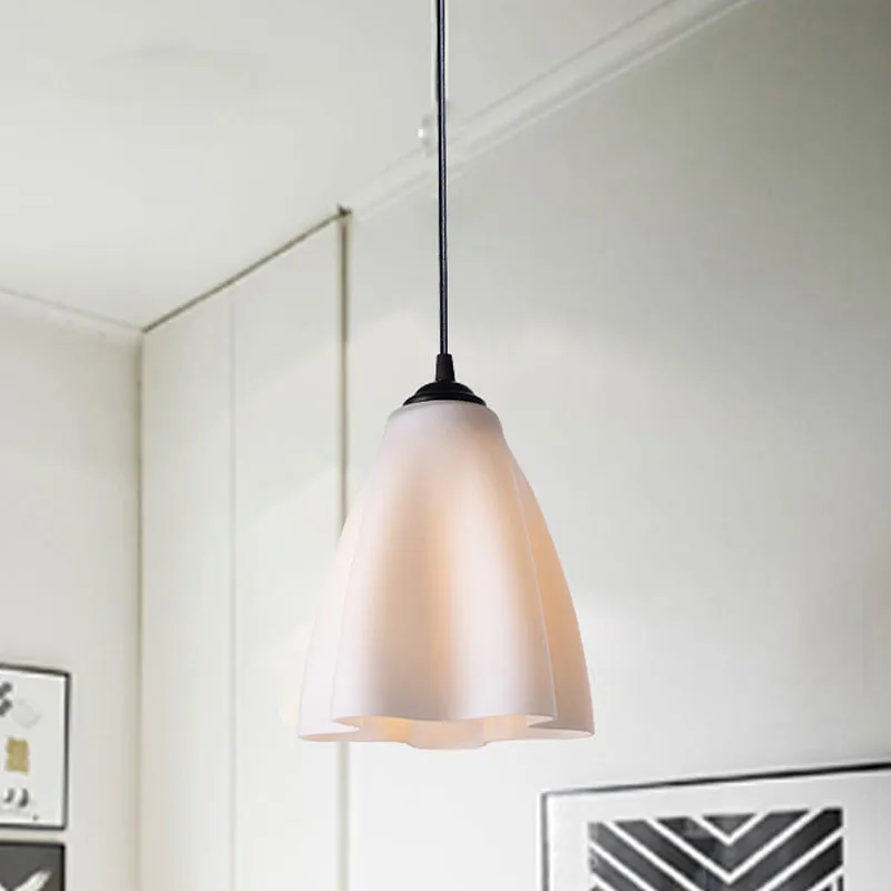Beige glazen bloem hanglampset modernisme 1-lamps plafondlamp zwart voor eetkamer Clearhalo