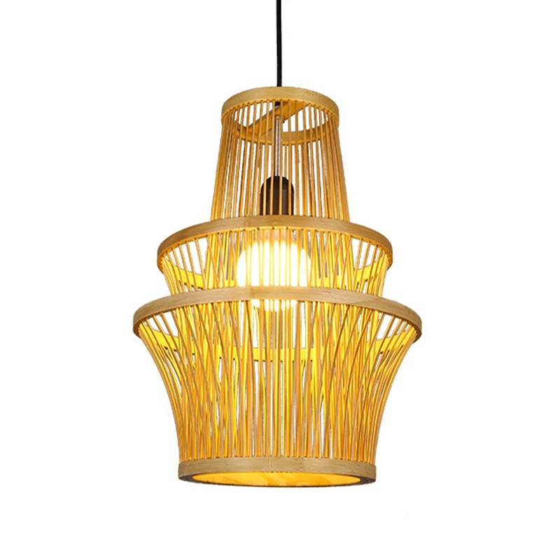 Beige symmetrische hanglamp, modern, 1-lichts bamboe hanglampset Clearhalo