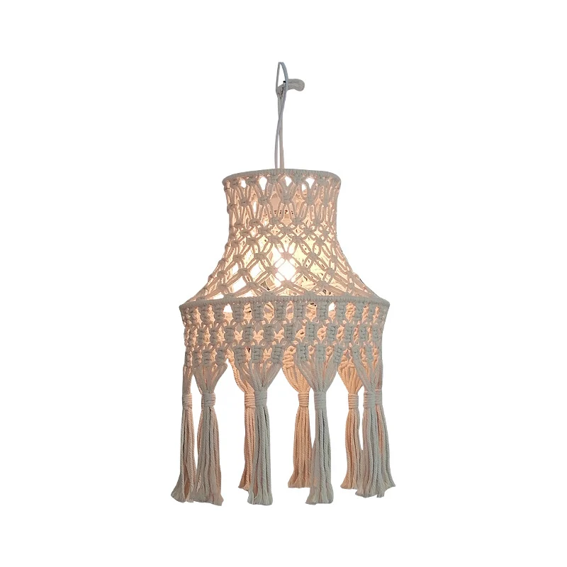 Beige uitlopende hanglamp platteland natuurlijk touw 1 kop eetkamer hanglamp Clearhalo