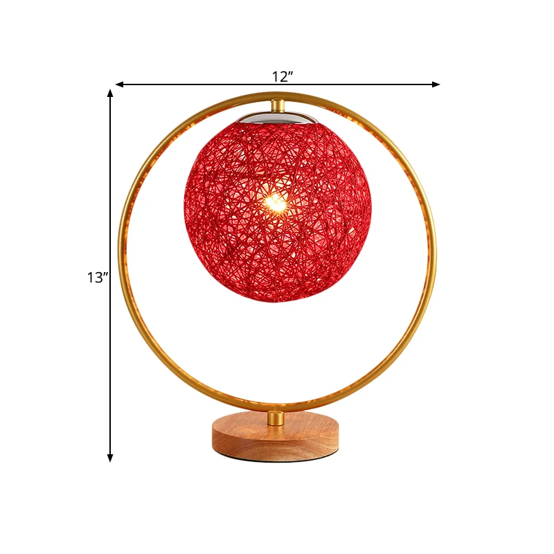 Beige/rode bol bureaulamp minimalisme enkele kop stof nachtverlichting met rond frame ontwerp Clearhalo