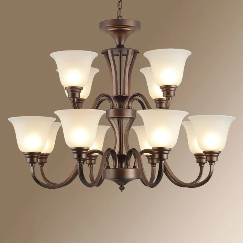 Bell Frost glazen plafondverlichting Traditionele woonkamerkroonluchterlamp bruin Clearhalo