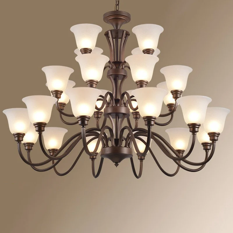 Bell Frost glazen plafondverlichting Traditionele woonkamerkroonluchterlamp bruin Clearhalo