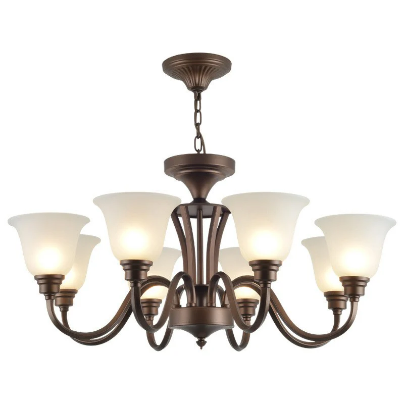 Bell Frost glazen plafondverlichting Traditionele woonkamerkroonluchterlamp bruin Clearhalo