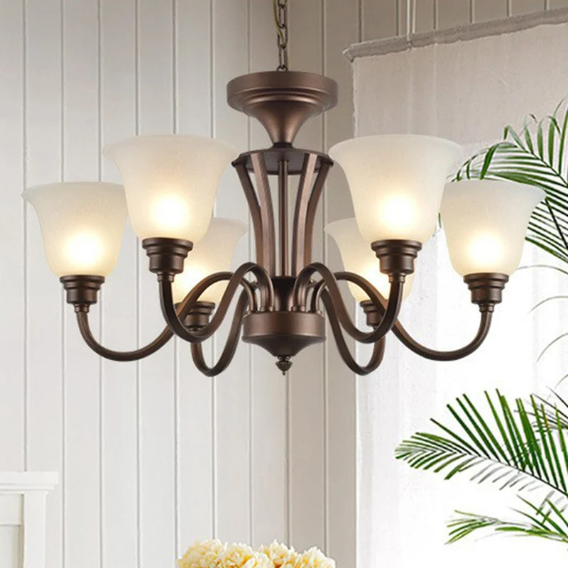 Bell Frost glazen plafondverlichting Traditionele woonkamerkroonluchterlamp bruin Clearhalo
