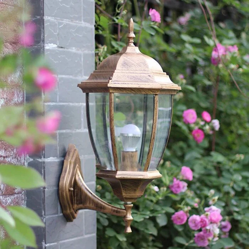 Bell Garden Wandverlichtingsideeën Vintage aluminium 1-lichts wandlamp met glazen kap Clearhalo