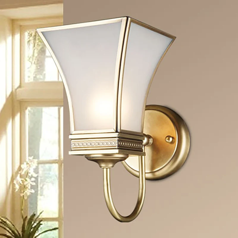Bell Metal Wandkandelaar Traditionele 1/2 Lampen Messing Woonkamer Wandverlichtingsarmatuur Clearhalo