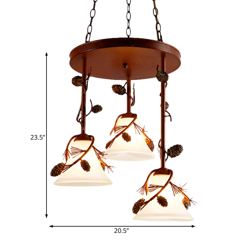 Bell metalen kroonluchter licht land 3-lichts eetkamer hanglamp roodbruin Clearhalo