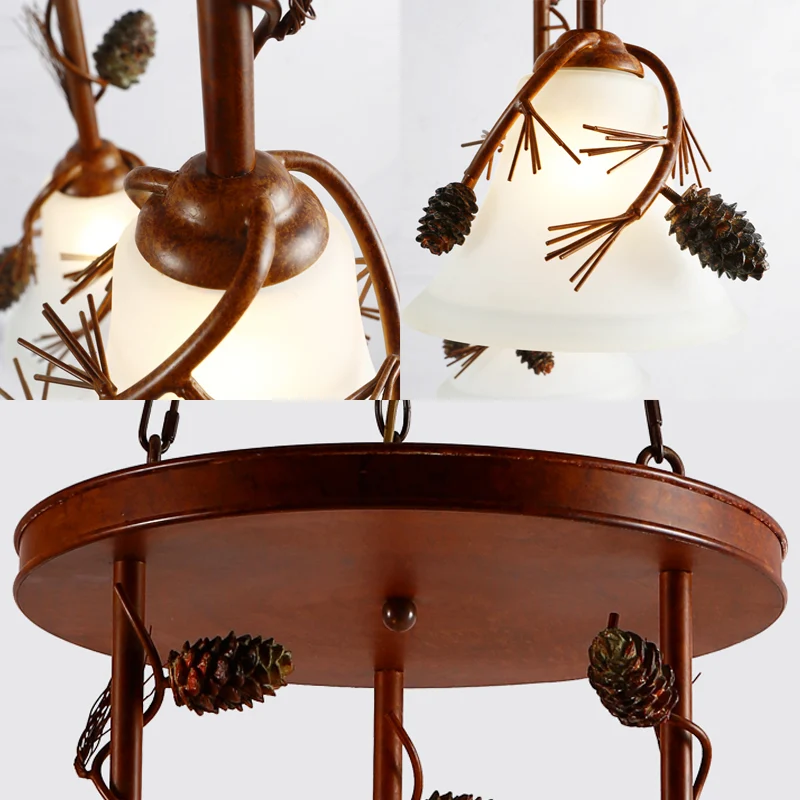 Bell metalen kroonluchter licht land 3-lichts eetkamer hanglamp roodbruin Clearhalo