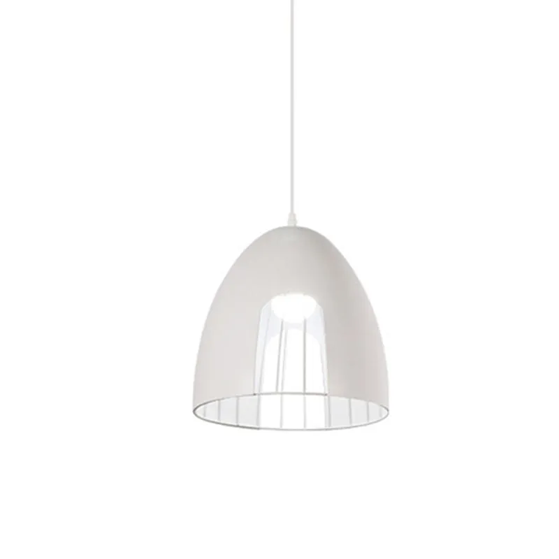 Bell metalen plafondlamp met kooikap industriële 1-lichts eettafel hangende hanglamp wit/zwart Clearhalo