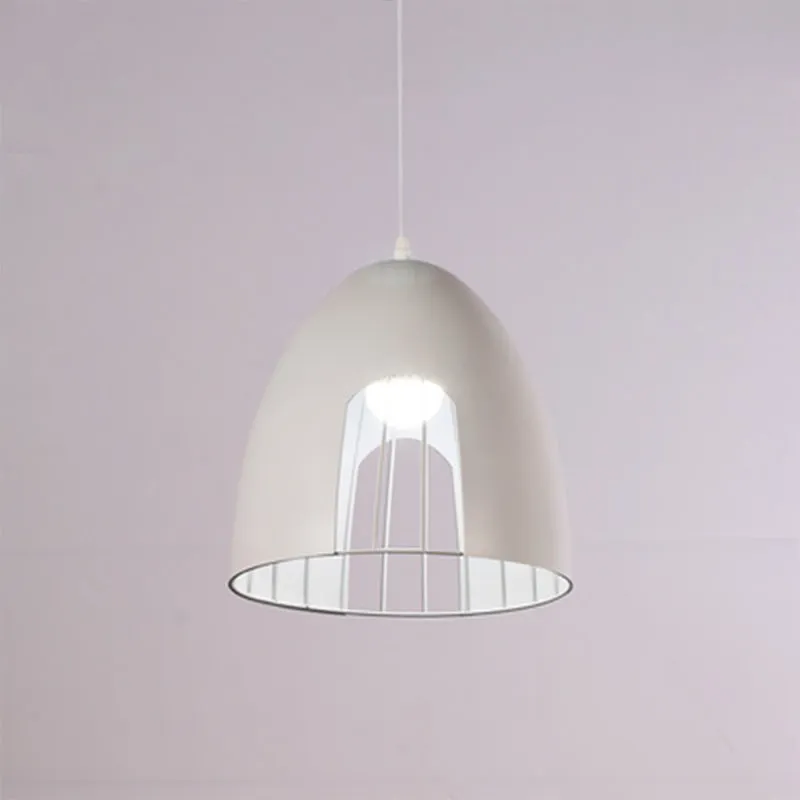 Bell metalen plafondlamp met kooikap industriële 1-lichts eettafel hangende hanglamp wit/zwart Clearhalo