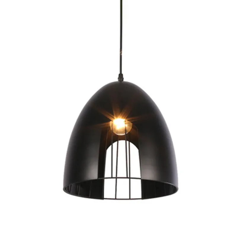 Bell metalen plafondlamp met kooikap industriële 1-lichts eettafel hangende hanglamp wit/zwart Clearhalo