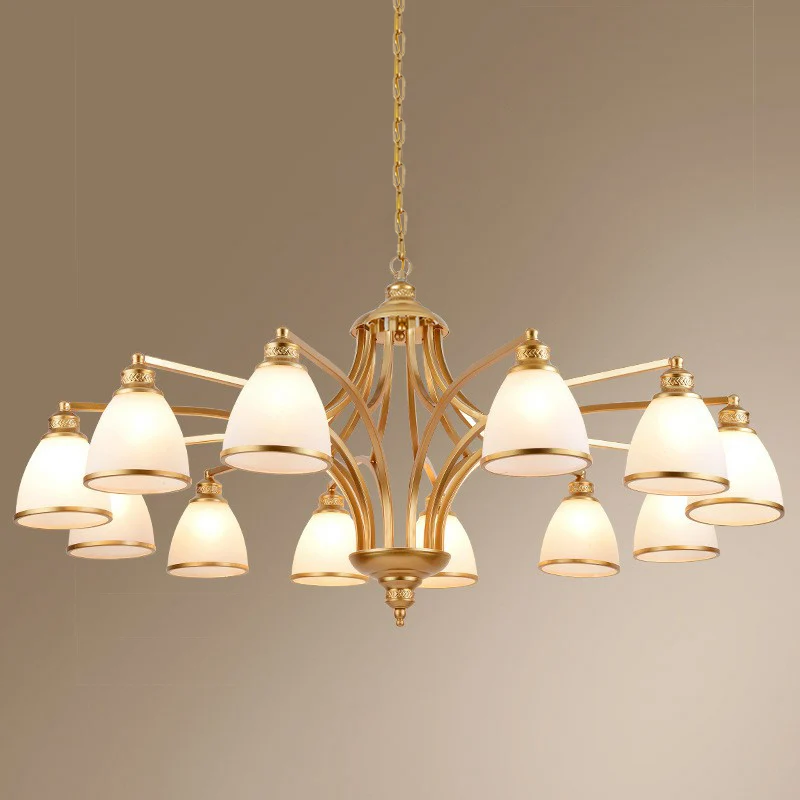 Bell Shade Frost Glass Plafondverlichting Traditionele woonkamer kroonluchter lichtarmatuur Clearhalo