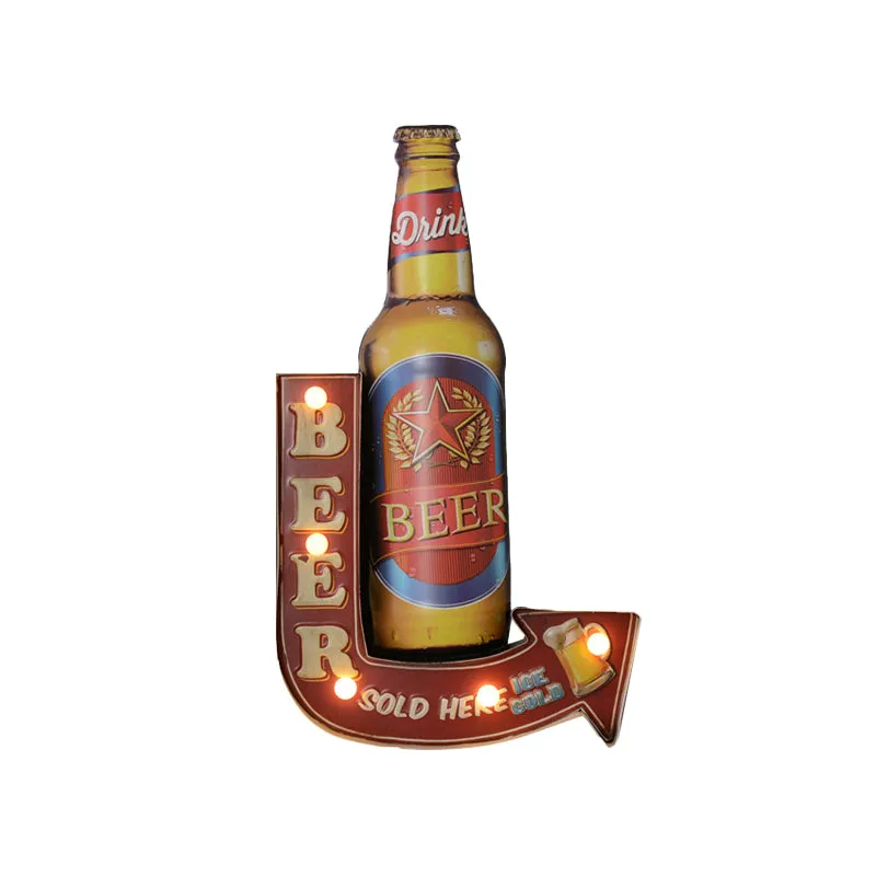 Bier/auto/ankerbord Flush wandkandelaar Modern metalen restaurant LED-nachtlampje op batterijen zwart en rood/roze/blauw e...
