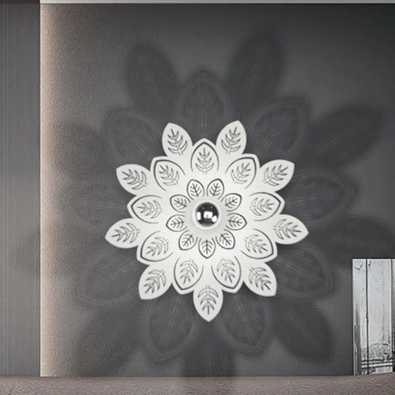 Bladvormige ijzeren schansverlichting Nordic 1-lichts witte LED-wandmontagelamp voor woonkamer Clearhalo