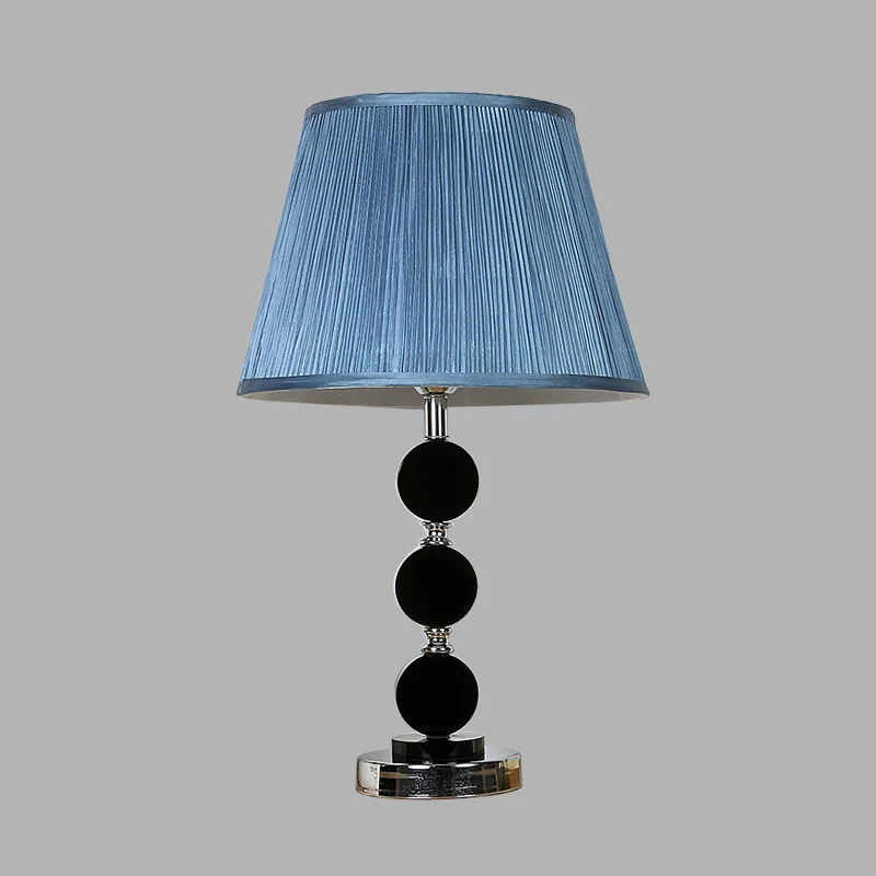 Blauw enkel licht nachtkastje licht traditionalisme stoffen kegel nachtkastje lamp met kristallen voet Clearhalo