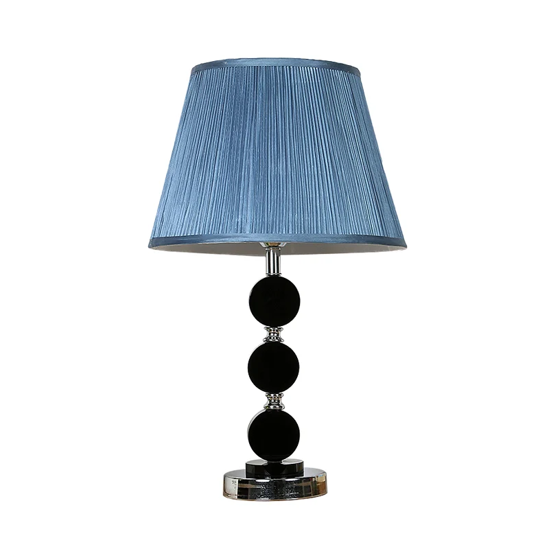 Blauw enkel licht nachtkastje licht traditionalisme stoffen kegel nachtkastje lamp met kristallen voet Clearhalo