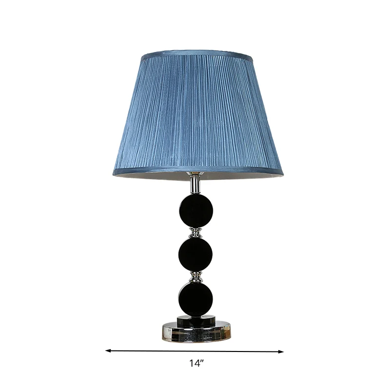 Blauw enkel licht nachtkastje licht traditionalisme stoffen kegel nachtkastje lamp met kristallen voet Clearhalo