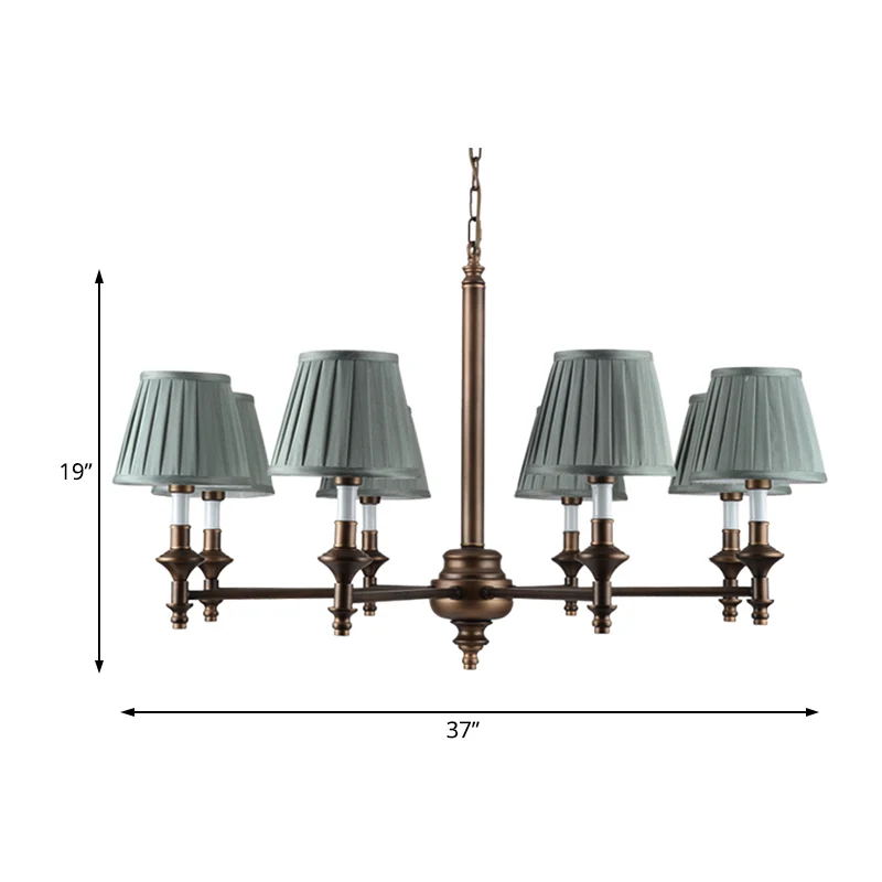 Blauwe kegel geplooide schaduw kroonluchter lichtarmatuur Scandinavische stof 6/8 lichten woonkamer hanglamp Clearhalo