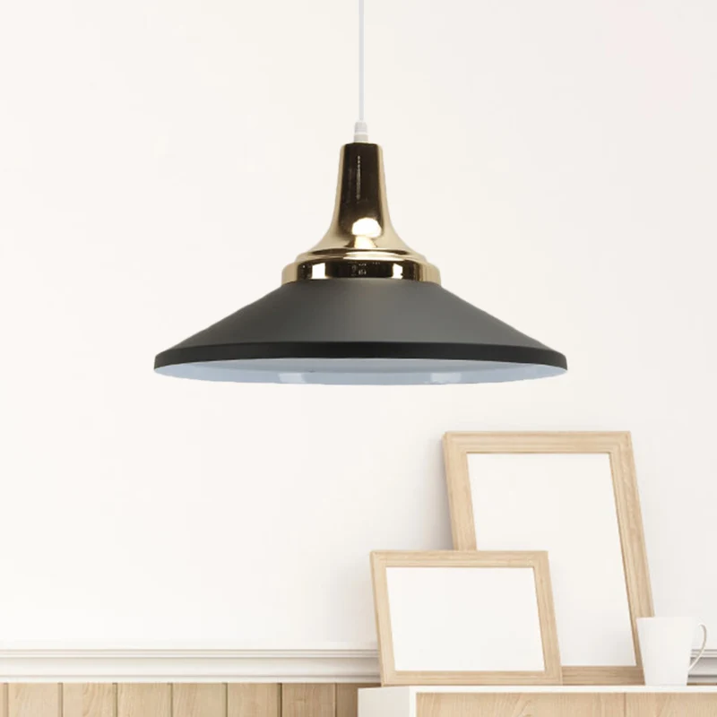 Blauw/groen 1-koppige hanglamp retrostijl met metalen kegelvormige kap, hanglamp voor nachtkastje Clearhalo