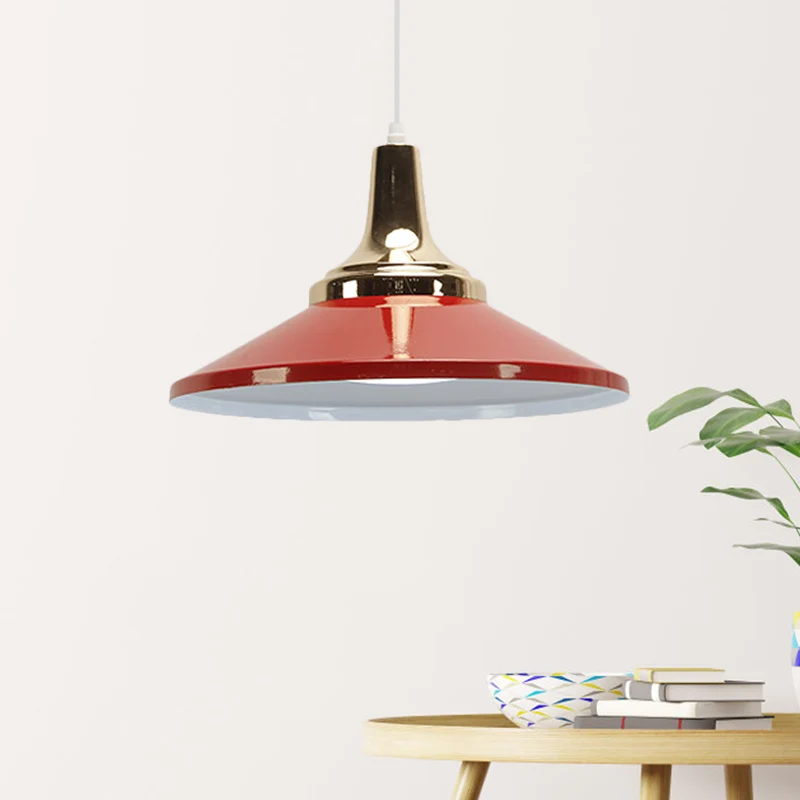 Blauw/groen 1-koppige hanglamp retrostijl met metalen kegelvormige kap, hanglamp voor nachtkastje Clearhalo