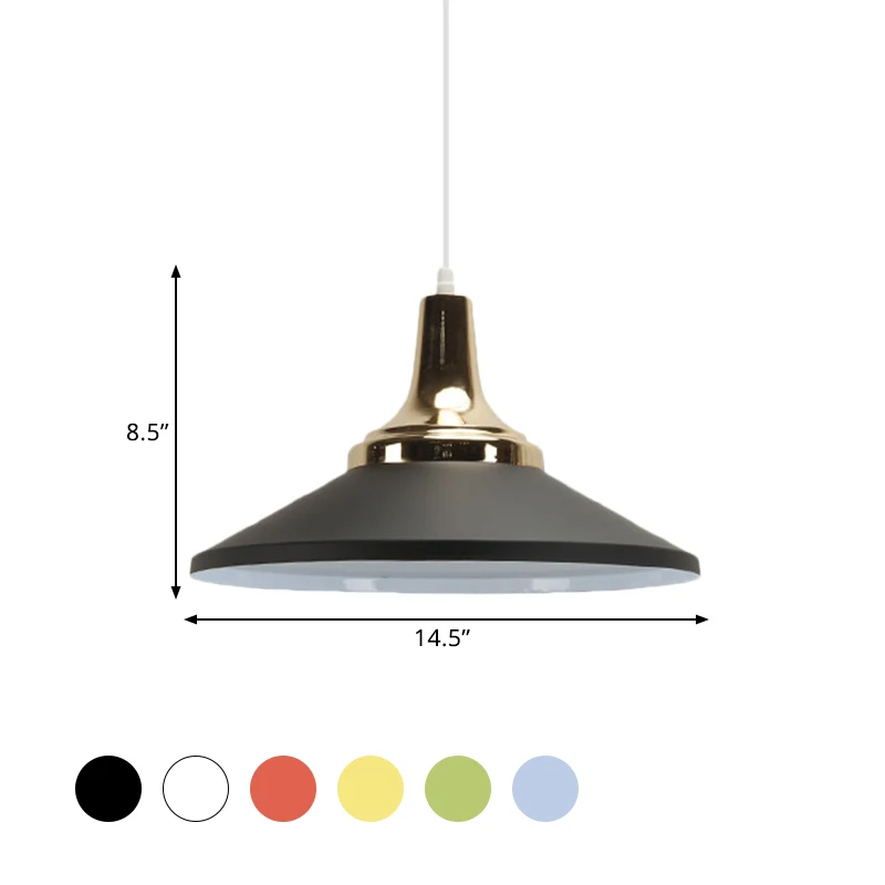 Blauw/groen 1-koppige hanglamp retrostijl met metalen kegelvormige kap, hanglamp voor nachtkastje Clearhalo