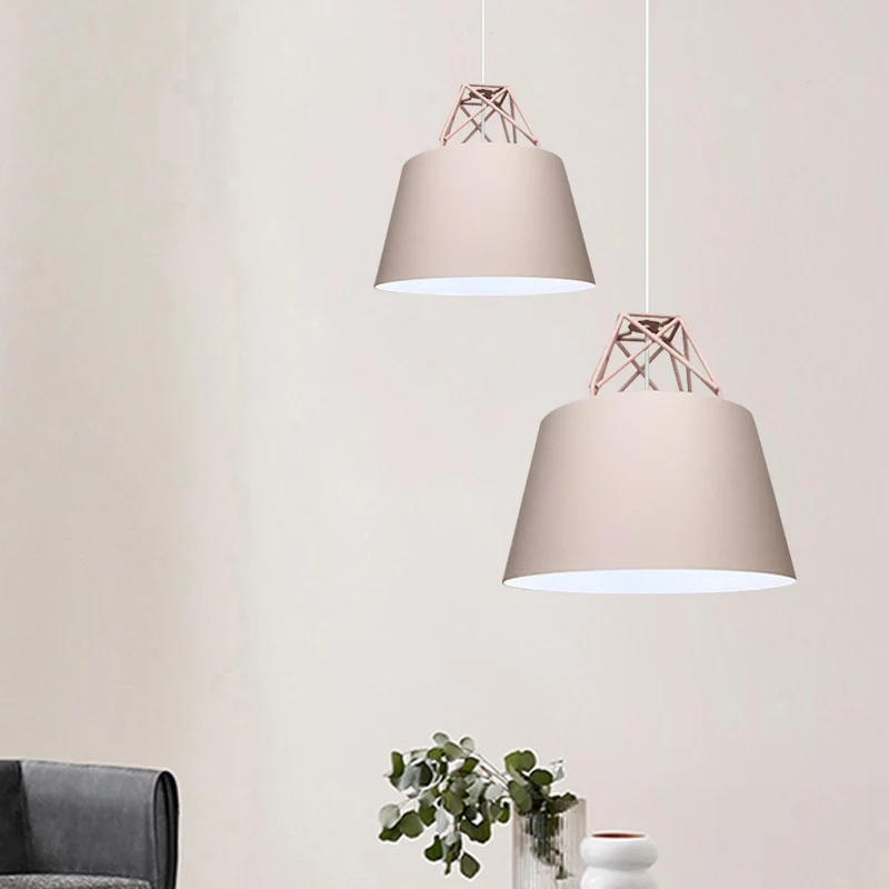 Blauw/paars/roze kegelvormige hanglamp Hedendaags Metaal 1-lichts restaurantplafondlamp Clearhalo