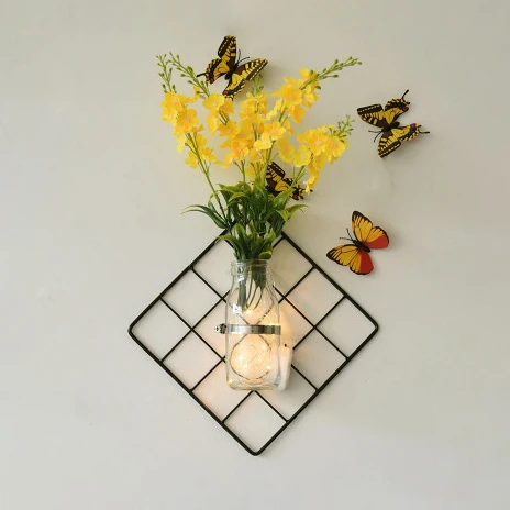 Blauw/roze/geel bloem muur lichtslingers moderne glazen pot Twinkle Light voor Cafe Tea Shop Clearhalo