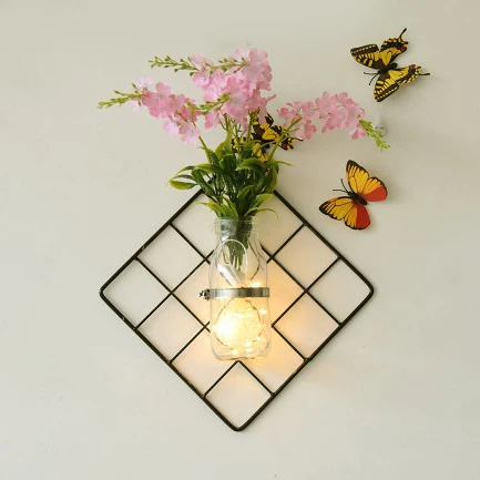 Blauw/roze/geel bloem muur lichtslingers moderne glazen pot Twinkle Light voor Cafe Tea Shop Clearhalo