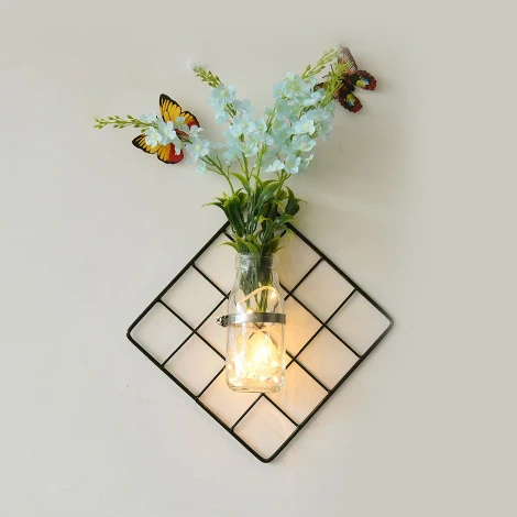 Blauw/roze/geel bloem muur lichtslingers moderne glazen pot Twinkle Light voor Cafe Tea Shop Clearhalo