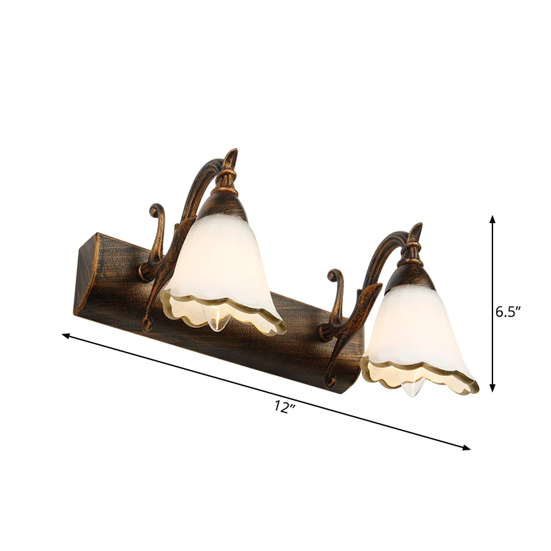 Bloem Badkamer Wandlamp Klassiek Opaal Glas 2/3/4 Lichten Brons/Wit Make-Up Verlichting Clearhalo