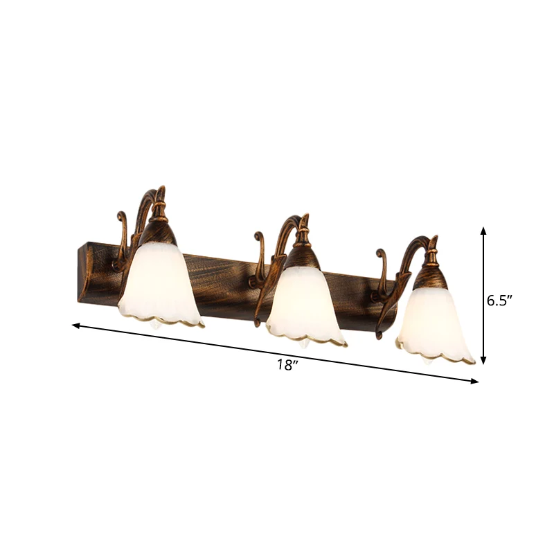 Bloem Badkamer Wandlamp Klassiek Opaal Glas 2/3/4 Lichten Brons/Wit Make-Up Verlichting Clearhalo
